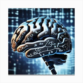 Brain On Digital Background Canvas Print