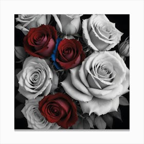 Red White And Blue Roses Canvas Print