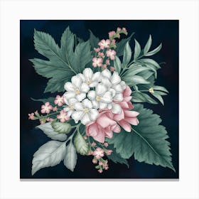 Hydrangea Floral Botanical Vintage Poster Flower 2 Canvas Print