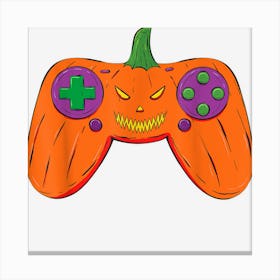 Funny Pumpkin With Game Controllers Halloween Costume Day Canvas Print