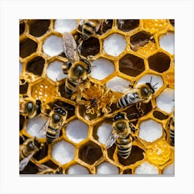 Bees On A Honeycomb Canvas Print