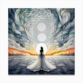 Woman In A White Dress Canvas Print