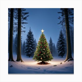 Christmas Tree In The Snow 6 Canvas Print