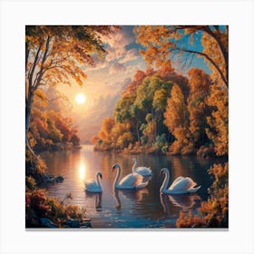 Swans On The Lake Canvas Print