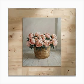 Peonies In A Basket 2 Canvas Print