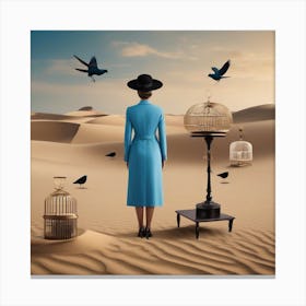 Birdcage In The Desert Canvas Print