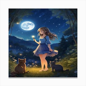 Default An Anime Girl Full Body With A Blue Dress She Is In C 1 Canvas Print