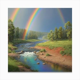 Rainbow Over The River Art Print 0 Canvas Print