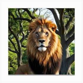 Lion In The Forest Canvas Print