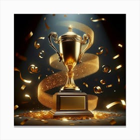 Golden Trophy With Confetti Canvas Print