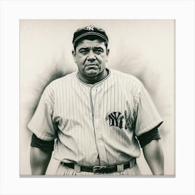 Chalk Painting Of Babe Ruth Canvas Print