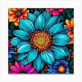 A Vibrant Bursting With Colorful Flowers Perfect For Those Who Love Nature, Floral Seamless Pattern, Floral Wallpaper, Colorful Flowers, Flower Painting Canvas Print