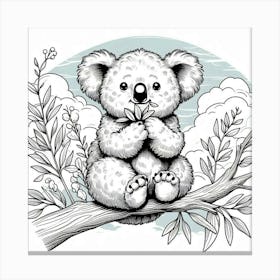 Line Art koala 2 Canvas Print