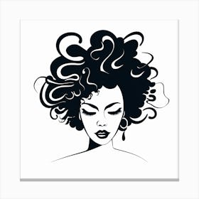 Portrait Of A Woman With Curly Hair 2 Canvas Print