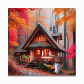 Autumn House In The Woods 1 Canvas Print