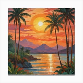 Sunset Palm Trees 8 Canvas Print