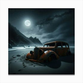 Abandoned Car In The Sand Canvas Print