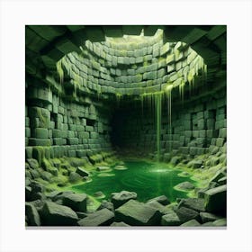 Green Pond In A Cave Canvas Print