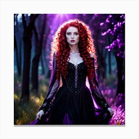 Beautiful Woman In A Forest Canvas Print