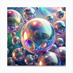 Rainbow Colored Bubbles In Space Canvas Print