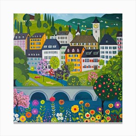 Kids Travel Illustration Zurich 2 Canvas Print