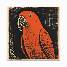 Retro Bird Lithograph Parrot 3 Canvas Print