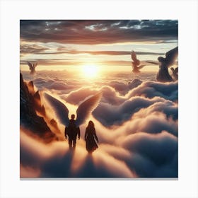 Angels And Clouds Canvas Print