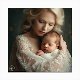 Portrait Of A Mother And Baby Canvas Print