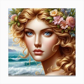 Beautiful Woman On The Beach 3 Canvas Print