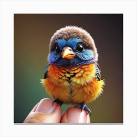 Small Bird On A Hand Canvas Print