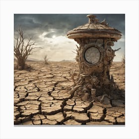 Clock In The Desert Canvas Print