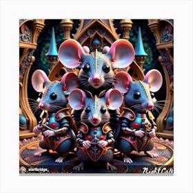 Three Mice In A Castle Canvas Print