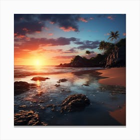 Sunset On The Beach Canvas Print