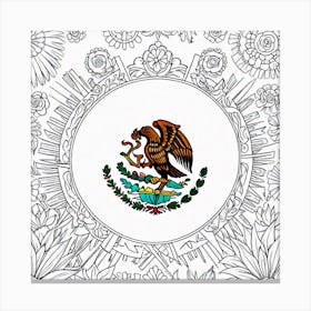 Mexico Flag Coloring Page 2 Canvas Print