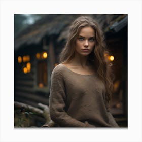 Girl In A Sweater Canvas Print