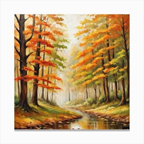 Forest In Autumn In Minimalist Style Square Composition 311 Canvas Print