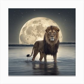 465268 Le Lion Boit De L’Eau Dans La Nature Avec Une Gran Xl 1024 V1 0 Canvas Print