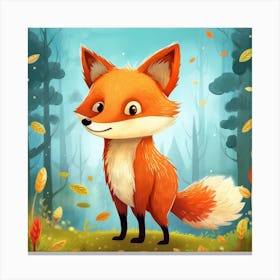 Fox In The Forest Canvas Print