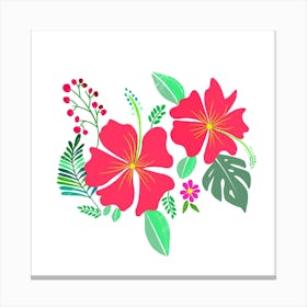 Bright Hibiscus Patterns Canvas Print