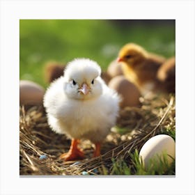 Little Chicks In The Nest Canvas Print