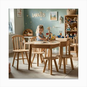 Kids Wood Store Style Wooden Windsor Kids Chairs Canvas Print