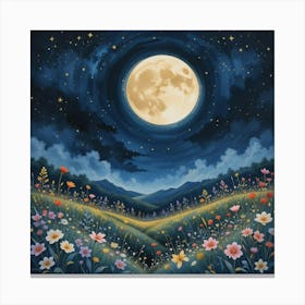 Moonlight In The Meadow 3 Canvas Print