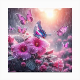 Butterflies In The Rain 1 Canvas Print