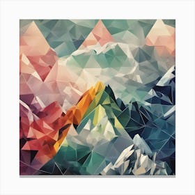 Abstract Colourful Geometric Polygonal Mountains Painting 3 Canvas Print