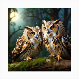 Owls In The Forest Canvas Print