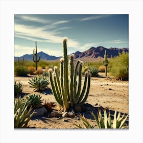 Leonardo Lightning Desert Cactus Photo Art 2 Canvas Print