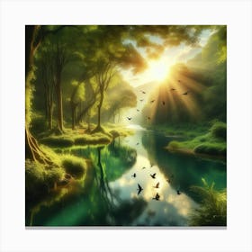 Sunrise In The Forest 1 Canvas Print