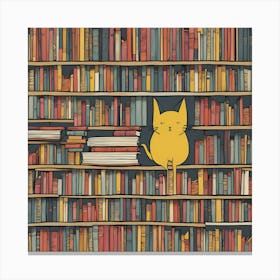 Cat In Bookshelf Canvas Print