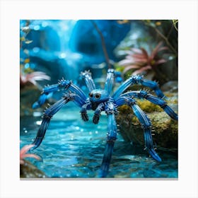 Water Spider With Anthropomorphic Features Showcasing Cuteness Vibrantly Interacting With Its Whim Canvas Print