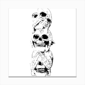 Skull Trio- See Hear and Speak No Evol Canvas Print